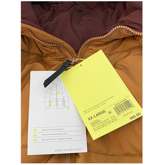Men’s Brown Short Puffer Hoodie Jacket S NWT - All in Motion - Picture 10 of 12